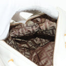 FENDI Hand Bag Leather 2way White Gold Auth 134353AM-25