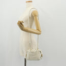 FENDI Hand Bag Leather 2way White Gold Auth 134353AM-26