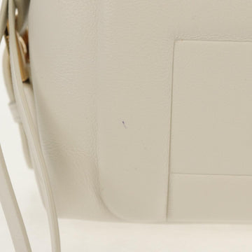 FENDI Hand Bag Leather 2way White Gold Auth 134353AM - 0