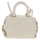 FENDI Hand Bag Leather 2way White Gold Auth 134353AM-3