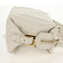 FENDI Hand Bag Leather 2way White Gold Auth 134353AM-5
