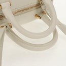 FENDI Hand Bag Leather 2way White Gold Auth 134353AM-8