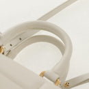 FENDI Hand Bag Leather 2way White Gold Auth 134353AM-14