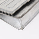 FENDI Chain Shoulder Bag Leather Silver Auth 134354V-15