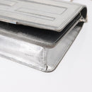 FENDI Chain Shoulder Bag Leather Silver Auth 134354V-16