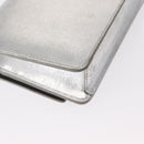 FENDI Chain Shoulder Bag Leather Silver Auth 134354V-17