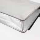 FENDI Chain Shoulder Bag Leather Silver Auth 134354V-18