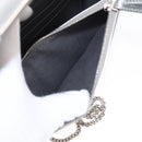 FENDI Chain Shoulder Bag Leather Silver Auth 134354V-24