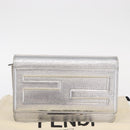 FENDI Chain Shoulder Bag Leather Silver Auth 134354V-12