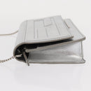 FENDI Chain Shoulder Bag Leather Silver Auth 134354V-4