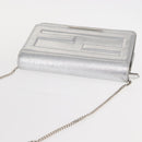 FENDI Chain Shoulder Bag Leather Silver Auth 134354V-6