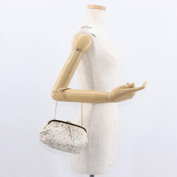LOUIS VUITTON Multicolor Satin Omoniere Pouch White M92060 LV Auth 134363AV