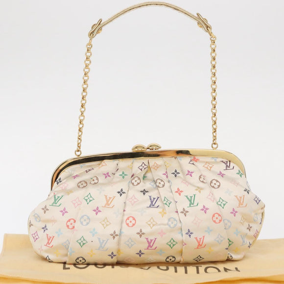 LOUIS VUITTON Multicolor Satin Omoniere Pouch White M92060 LV Auth 134363AV