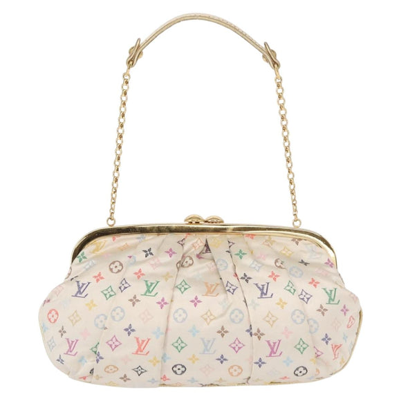LOUIS VUITTON Multicolor Satin Omoniere Pouch White M92060 LV Auth 134363AV