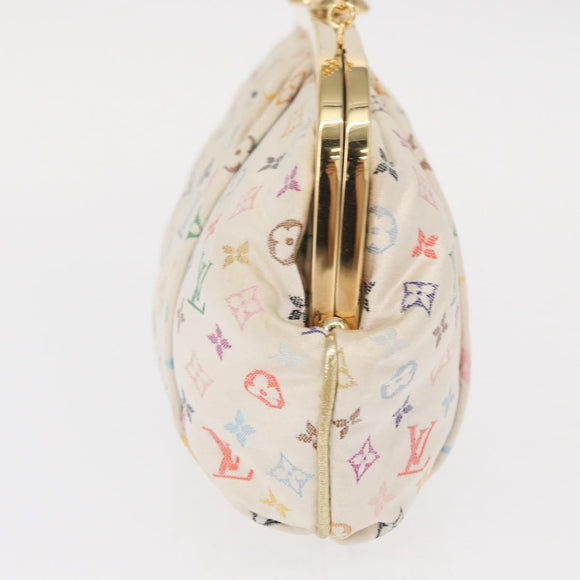 LOUIS VUITTON Multicolor Satin Omoniere Pouch White M92060 LV Auth 134363AV