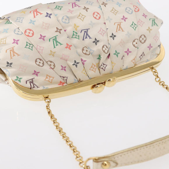 LOUIS VUITTON Multicolor Satin Omoniere Pouch White M92060 LV Auth 134363AV