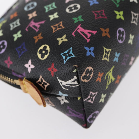 LOUIS VUITTON Multicolor Pochette Cosmetic Pouch Black M47355 LV Auth 134365V
