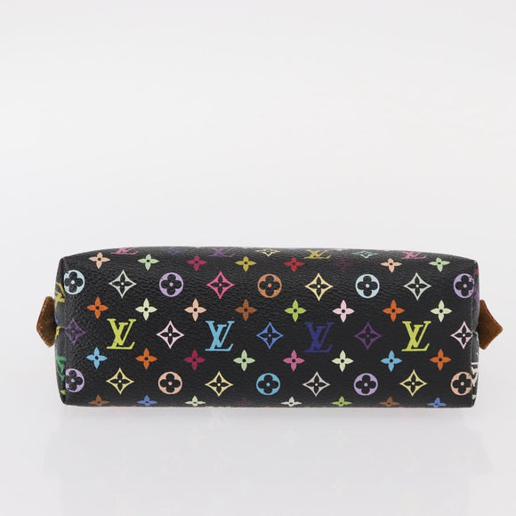 LOUIS VUITTON Multicolor Pochette Cosmetic Pouch Black M47355 LV Auth 134365V