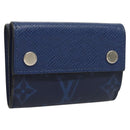 LOUIS VUITTON Taigalama Discovery Compact wallet Wallet Blue M67620 Auth 134375-1
