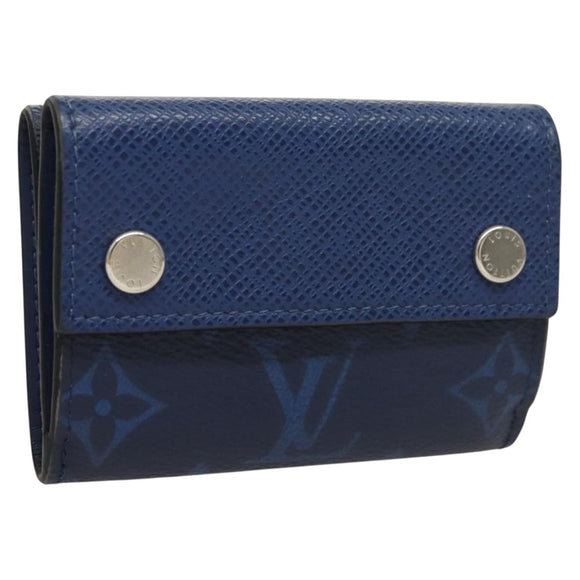 LOUIS VUITTON Taigalama Discovery Compact wallet Wallet Blue M67620 Auth 134375