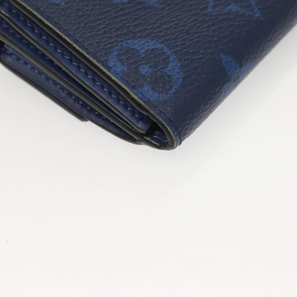 LOUIS VUITTON Taigalama Discovery Compact wallet Wallet Blue M67620 Auth 134375