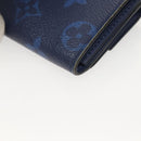 LOUIS VUITTON Taigalama Discovery Compact wallet Wallet Blue M67620 Auth 134375-16