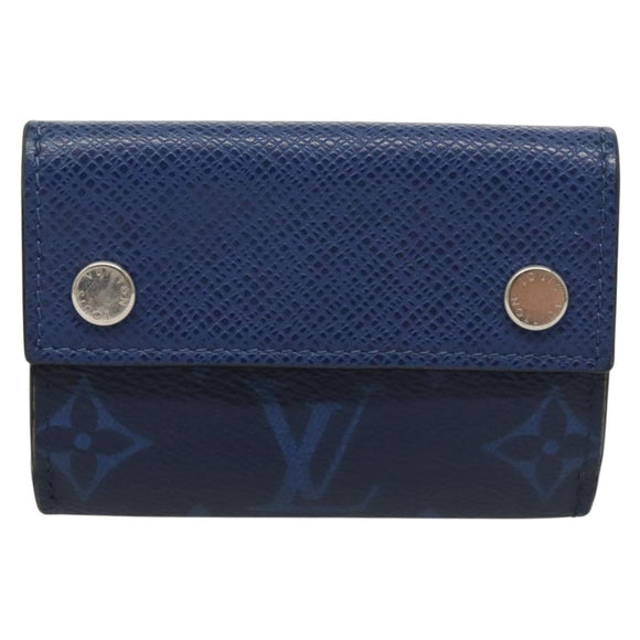 LOUIS VUITTON Taigalama Discovery Compact wallet Wallet Blue M67620 Auth 134375