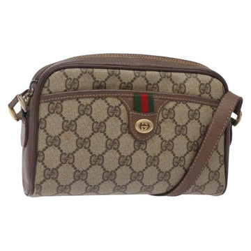 GUCCI GG Supreme Web Sherry Line Bag PVC Beige Gold 001 122 6594 Auth 134379