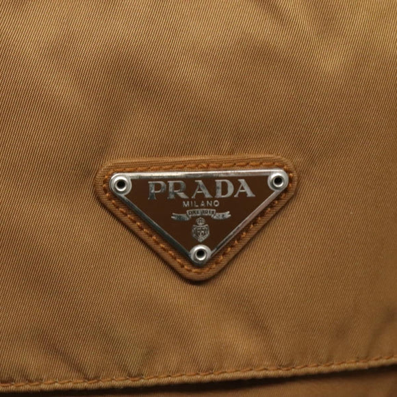 PRADA Shoulder Bag Nylon Brown Silver Auth 134382