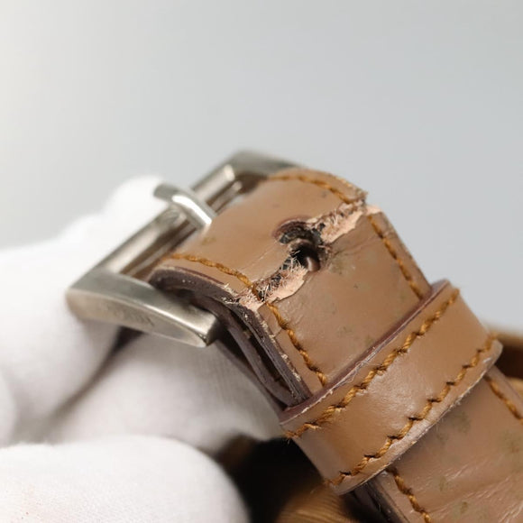 PRADA Shoulder Bag Nylon Brown Silver Auth 134382