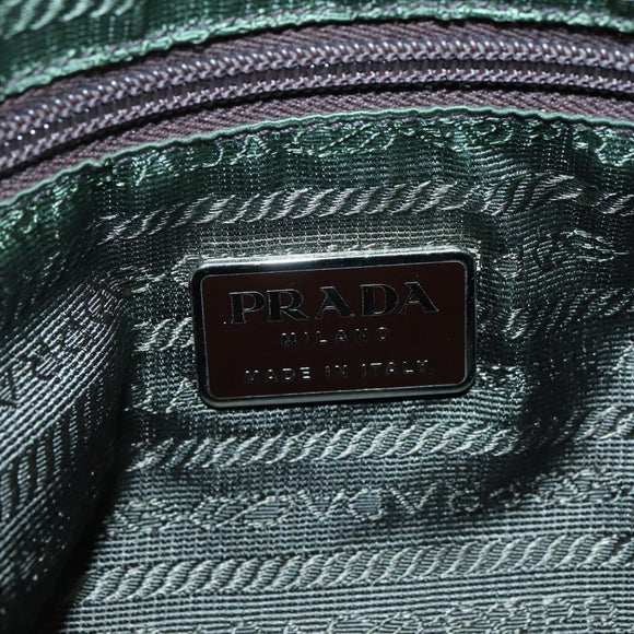 PRADA Shoulder Bag Nylon Brown Silver Auth 134382