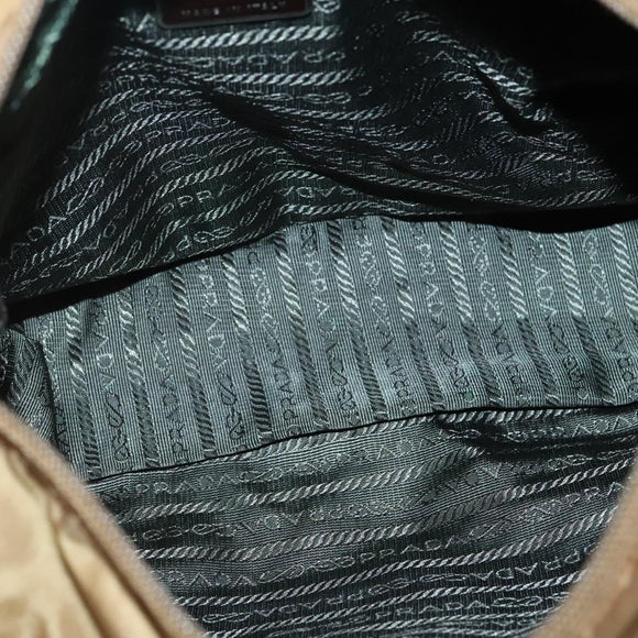 PRADA Shoulder Bag Nylon Brown Silver Auth 134382