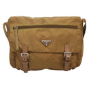 PRADA Shoulder Bag Nylon Brown Silver Auth 134382-13