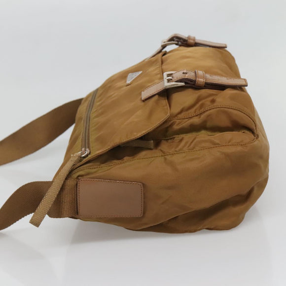 PRADA Shoulder Bag Nylon Brown Silver Auth 134382