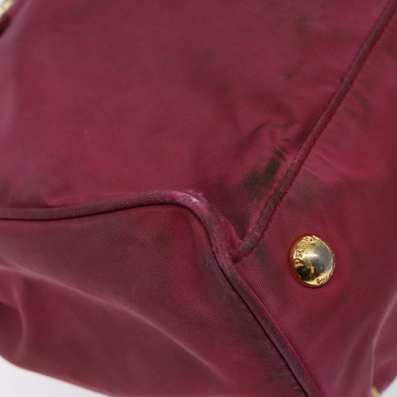 PRADA Hand Bag Nylon Pink Gold Auth 134403