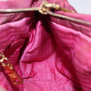 PRADA Hand Bag Nylon Pink Gold Auth 134403-20