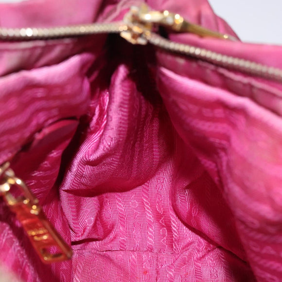 PRADA Hand Bag Nylon Pink Gold Auth 134403