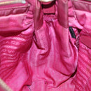 PRADA Hand Bag Nylon Pink Gold Auth 134403-23