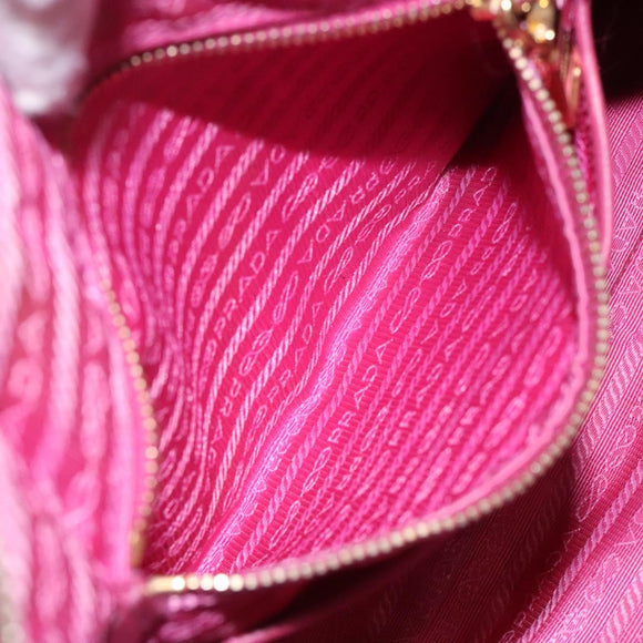 PRADA Hand Bag Nylon Pink Gold Auth 134403