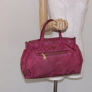 PRADA Hand Bag Nylon Pink Gold Auth 134403-26