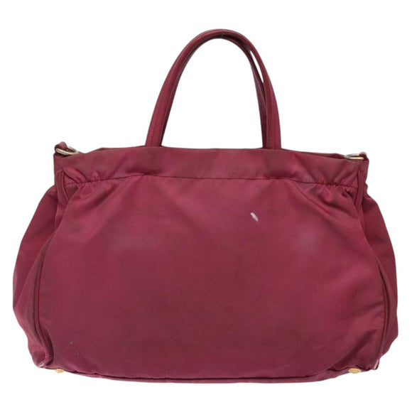 PRADA Hand Bag Nylon Pink Gold Auth 134403