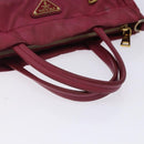 PRADA Hand Bag Nylon Pink Gold Auth 134403-7