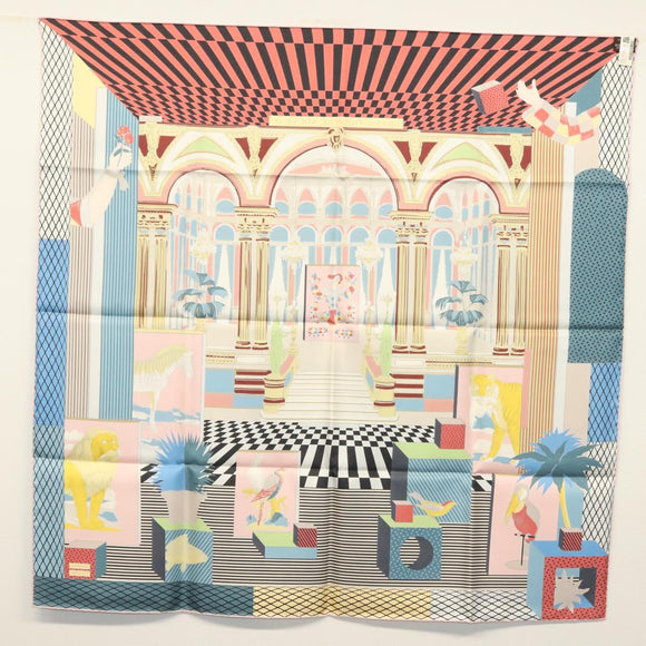 HERMES Carre 90 Scarf ""GRAND THEATRE NOUVEAU"" Silk Red Auth 134429M