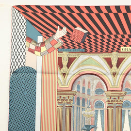 HERMES Carre 90 Scarf ""GRAND THEATRE NOUVEAU"" Silk Red Auth 134429M - 0