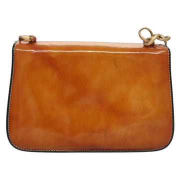 CHANEL Chain Shoulder Bag Enamel Gold Brown CC Auth 134433 - 0