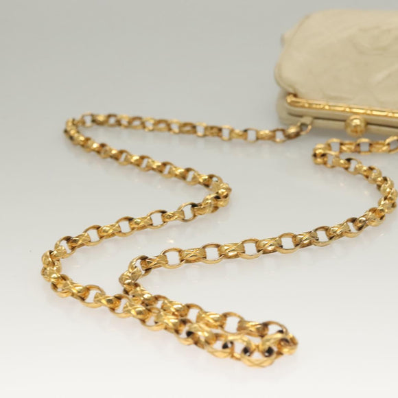 CHANEL Matelasse Clasp Chain Shoulder Bag Lamb Skin White CC Auth 134434