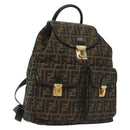 FENDI Zucca Canvas Backpack Black Brown Auth 134435-1