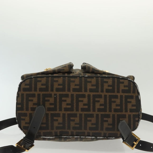 FENDI Zucca Canvas Backpack Black Brown Auth 134435