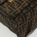 FENDI Zucca Canvas Backpack Black Brown Auth 134435-16