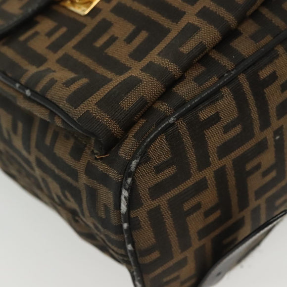 FENDI Zucca Canvas Backpack Black Brown Auth 134435